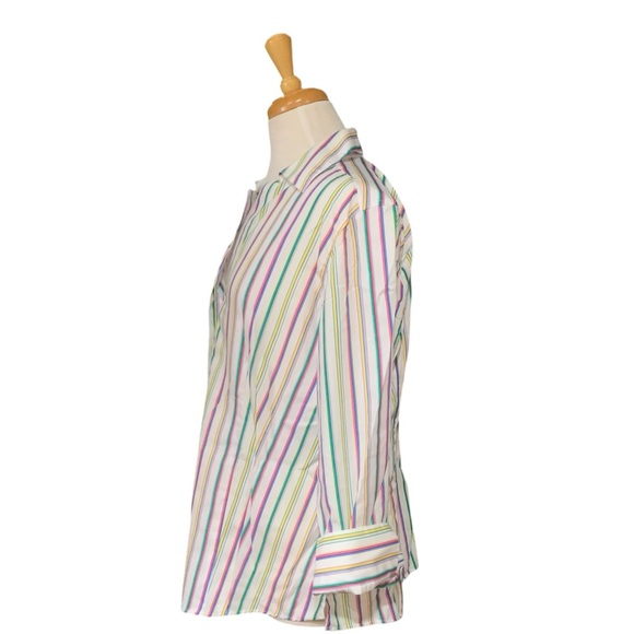 Vintage no-iron colorful striped button down Taylor Investments size 14 - Picture 4 of 6